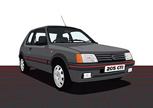 Hot Hatchback Artworks - peugeot 205 gti (grey)