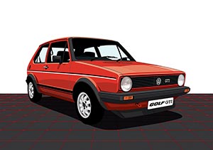 Hot Hatchback Artworks - volkswagen golf gti (red)